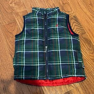 Boys green plaid buffer vest/jacket. Worn 1 time. Perfect for the holidays!